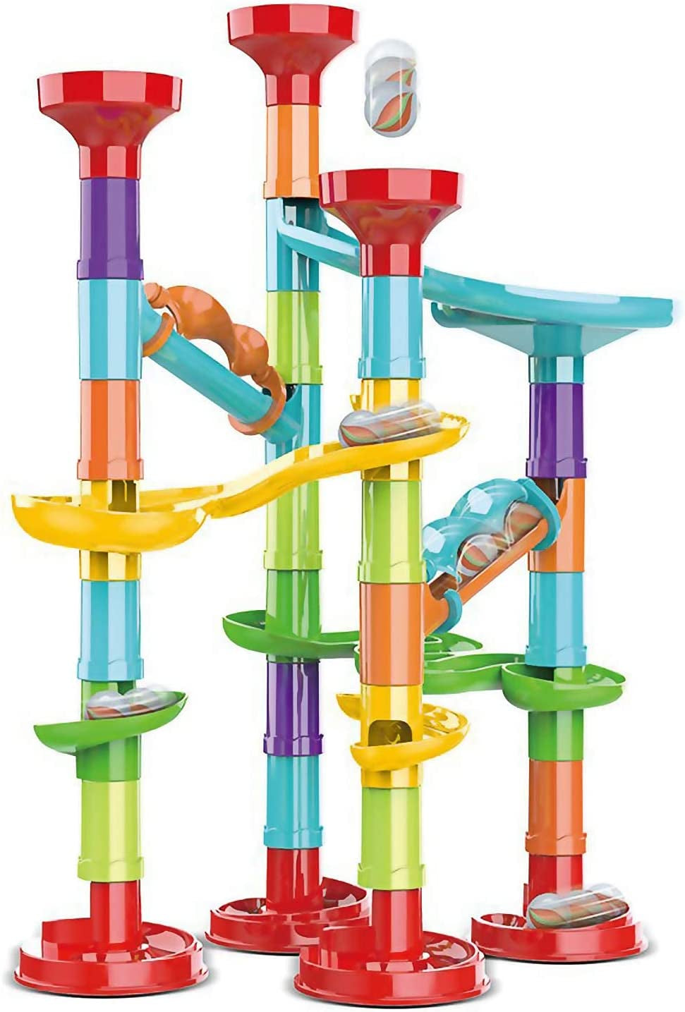 Marble Run Set Building Blocks Glass Marbles for Kids Ages 4-8 Girls Boys Toys STEM Maze Educational Race Game Birthday Gifts