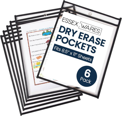 Dry Erase Clear Plastic Sleeves, 10" Wide X 13.5" Tall