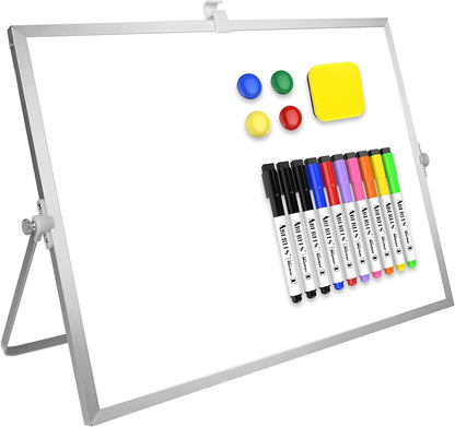 Dry Erase White Board, 16Inx12In Large Magnetic Desktop Whiteboard with Stand