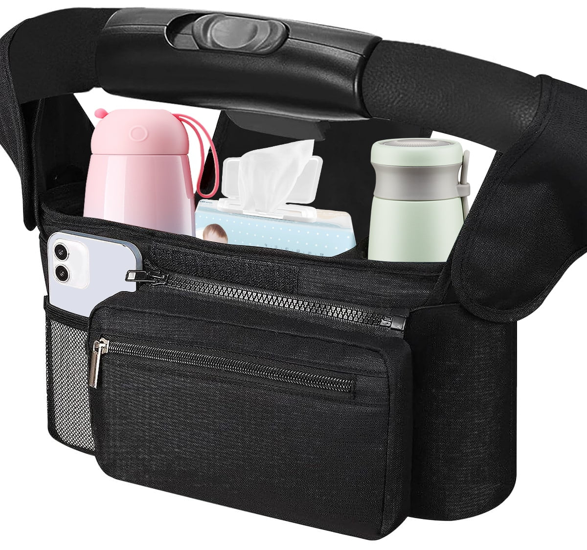 Stroller Organizer, Non Slip Straps with Insulated 2 Cup Holder