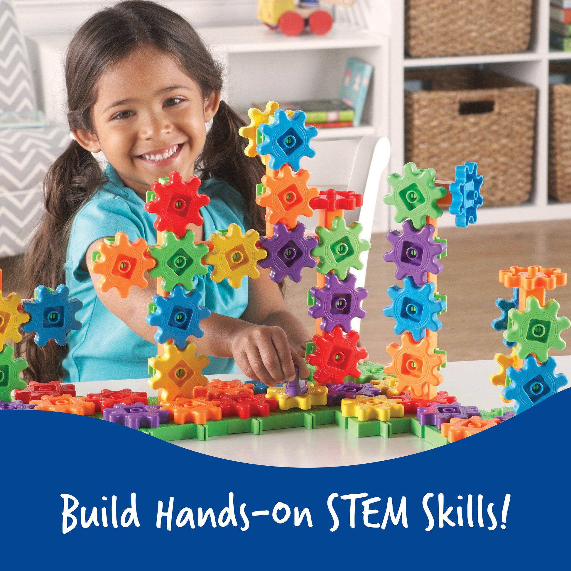 Gears! Gears! Gears! 100-Piece Deluxe Building Set, Boys and Girls Ages 3+, STEM, Building Toy for Kids