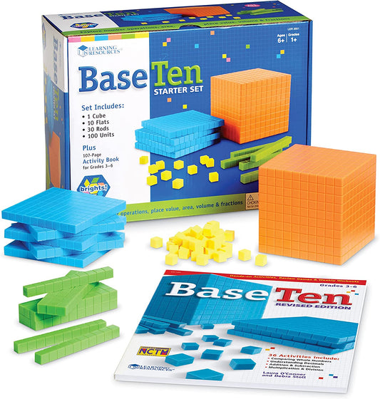 Base 10 Math Set with Activity Guide Included - 100 Piece Set, Ages 6+ 