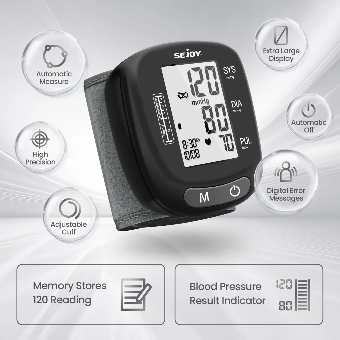 Blood Pressure Monitor, Wrist, Digital BP Machine