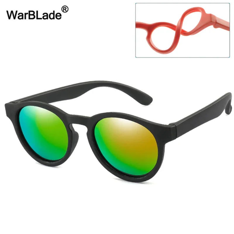 Warblade round Polarized Kids Sunglasses Silicone Flexible Safety Children Sun Glasses Fashion Boys Girls Shades Eyewear UV400