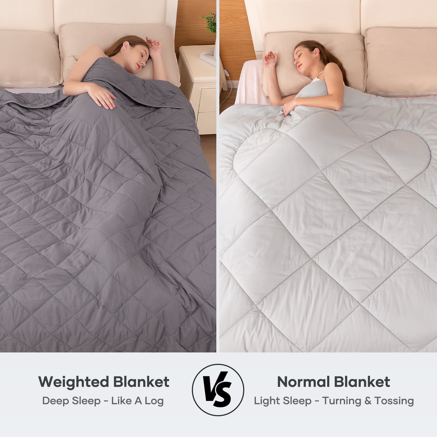 Weighted Blanket, 18 Lbs Queen Size Heavy Breathable Cooling Blanket for Adults, 60" X 80", Gray