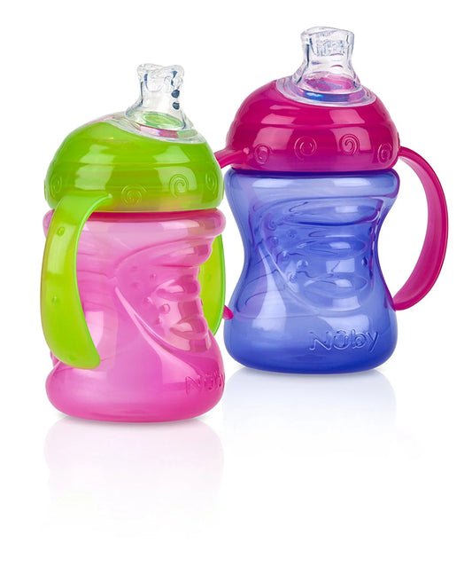 Two-Handle No-Spill Super Spout Grip N' Sip Cups, 8 Ounce