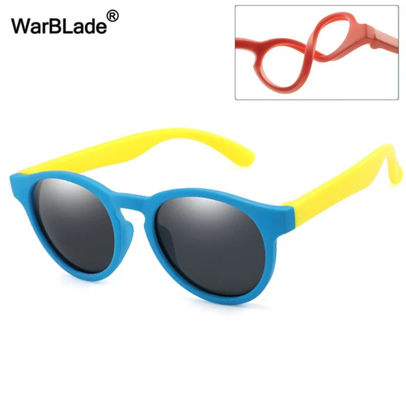 Warblade round Polarized Kids Sunglasses Silicone Flexible Safety Children Sun Glasses Fashion Boys Girls Shades Eyewear UV400