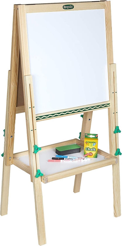 Art Easel for Kids, 2-In-1 Dry Erase Board & Chalkboard