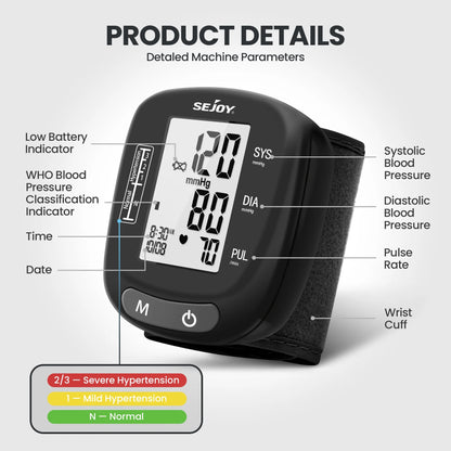 Blood Pressure Monitor, Wrist, Digital BP Machine