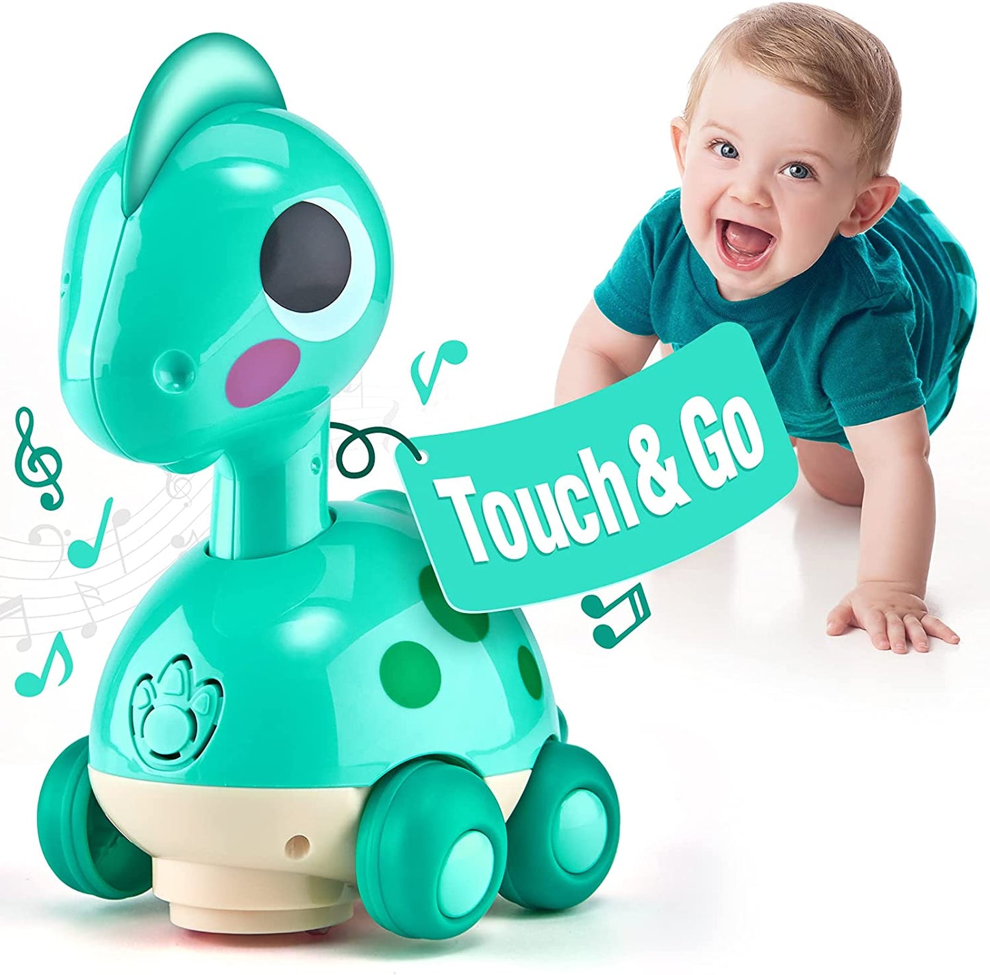 Baby Toys 6-12 Months Touch & Go Musical Light Infant Toys Crawling Baby Toys 12-18 Months Tummy Time Toys for 1 Year Old Boy Gifts Girl Toddlers Christmas Stocking Stuffers