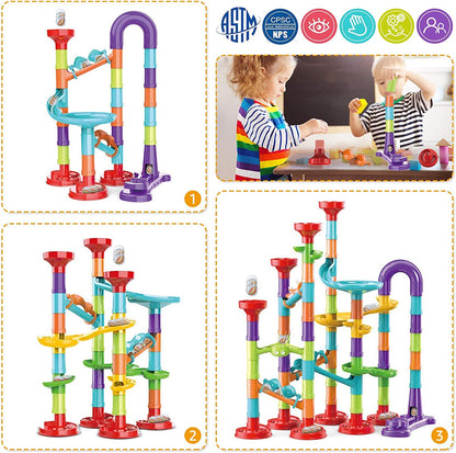 Marble Run Set Building Blocks Glass Marbles for Kids Ages 4-8 Girls Boys Toys STEM Maze Educational Race Game Birthday Gifts