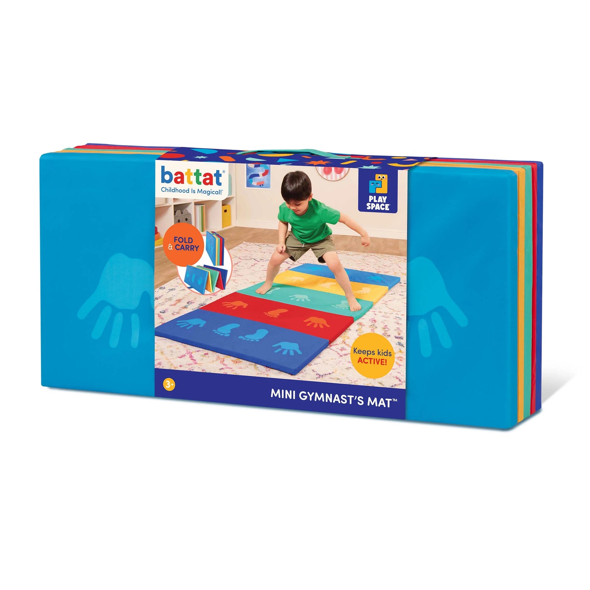 Mini Gymnast'S Mat with Foldable Multicolor Design and Handle, Toddler and Preschool Toys