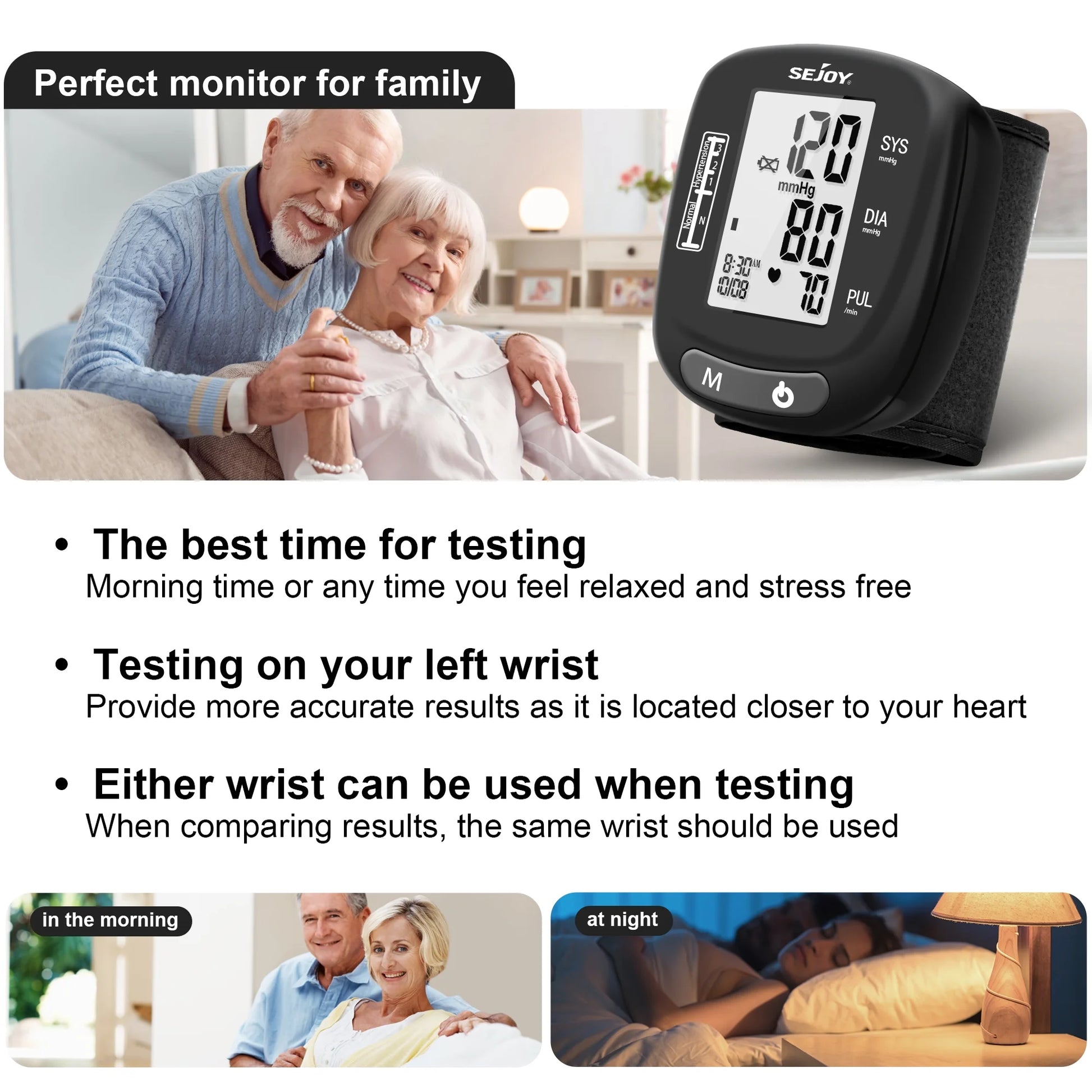 Blood Pressure Monitor, Wrist, Digital BP Machine