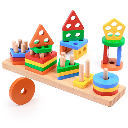 Shape Sorting & Stacking Toys, Wooden Montessori