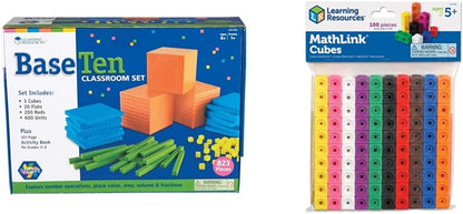 Base 10 Math Set with Activity Guide Included - 100 Piece Set, Ages 6+ 