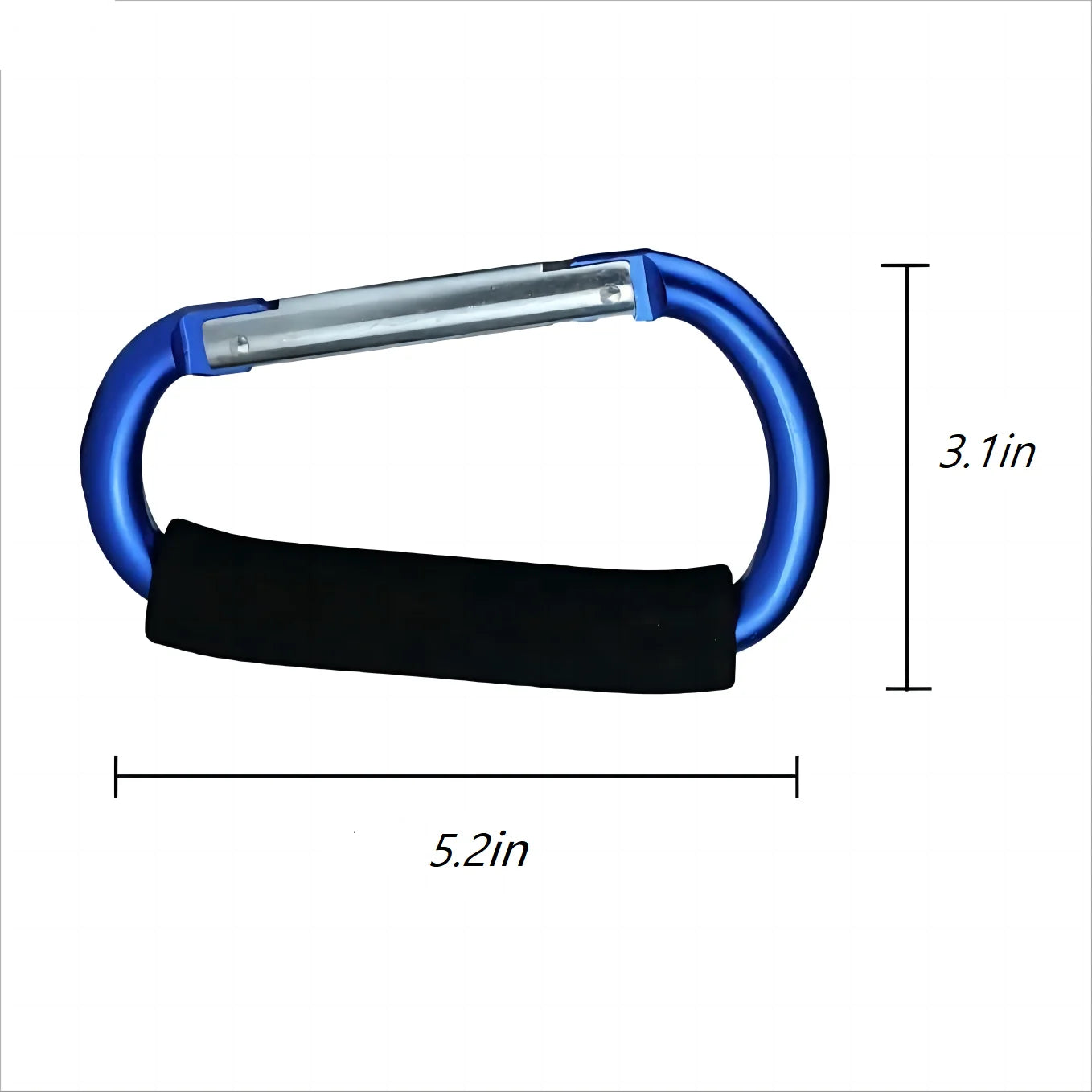 Stroller Hooks, 5.2'' Large Carabiner Clip - 3pcs (Blue)