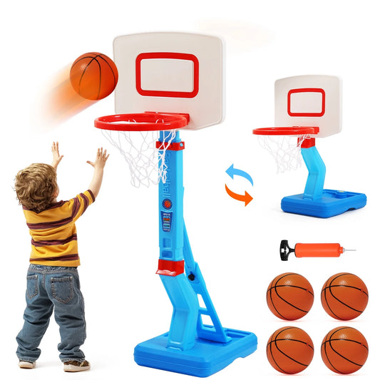 Basketball Hoop, Toddler 2 in 1 Mini Adjustable with Ball Pump