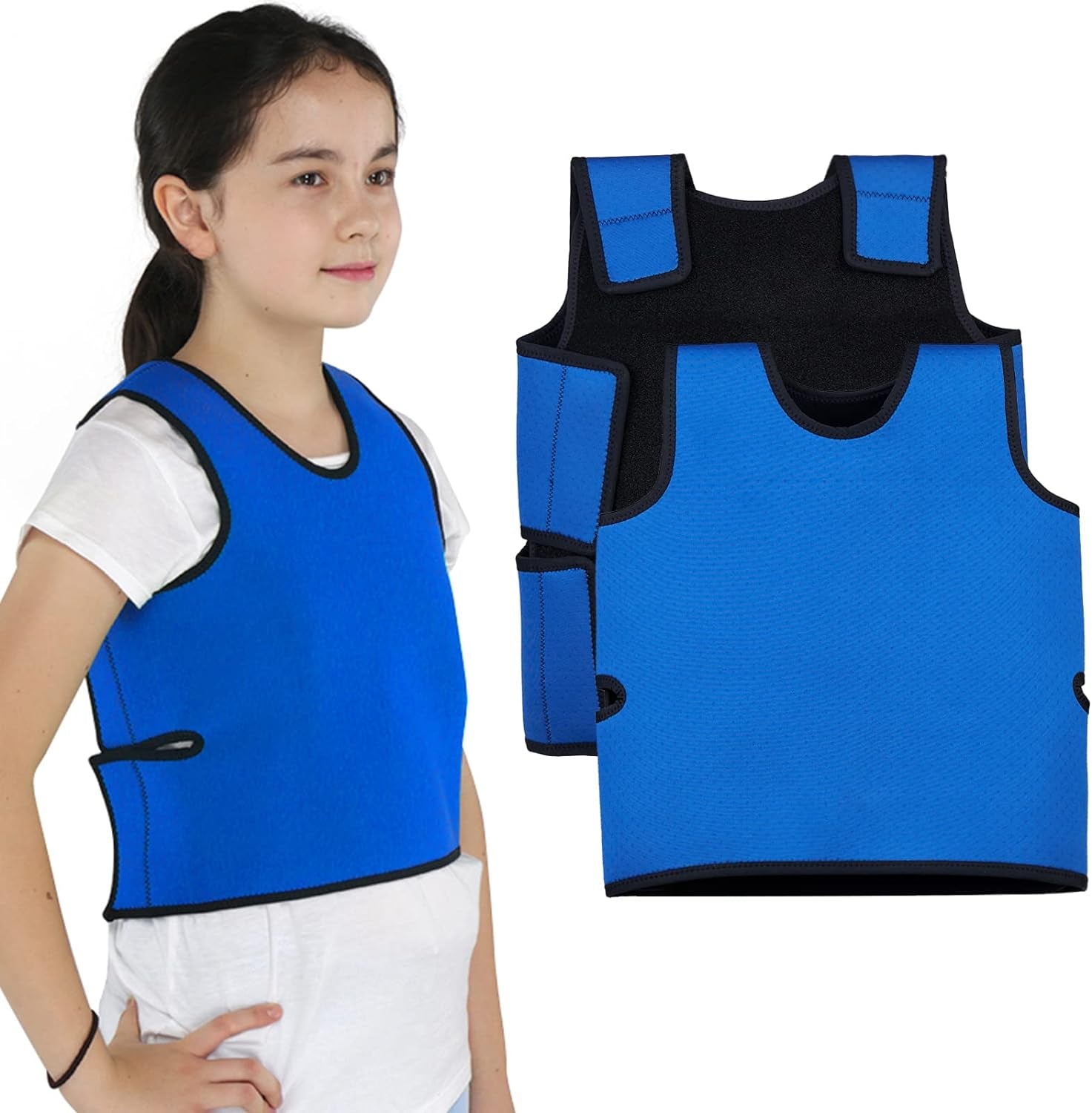 Sensory Compression Vest Sensory Processing Disorder, Deep Pressure Comfort for Autism Hyperactivity Mood Processing Disorders (Small 14” X 24”)