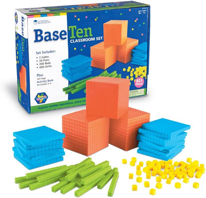 Base 10 Math Set with Activity Guide Included - 100 Piece Set, Ages 6+ 