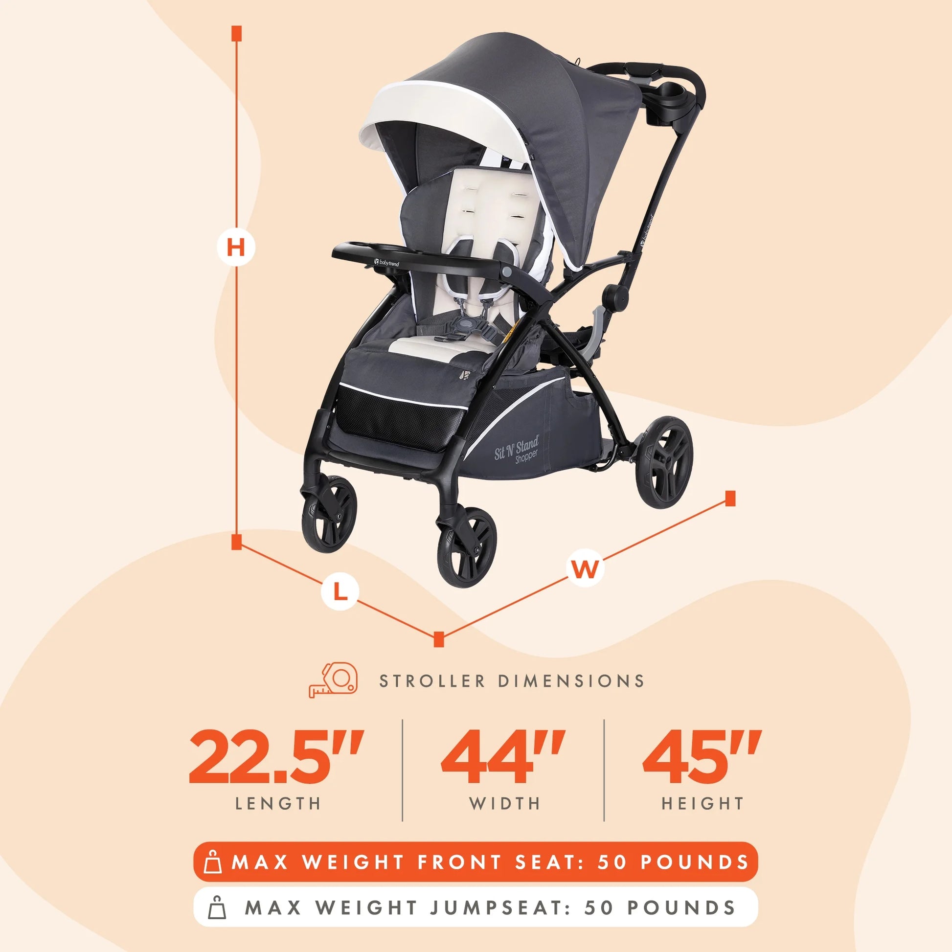 Shopper Stroller W/Canopy & Basket