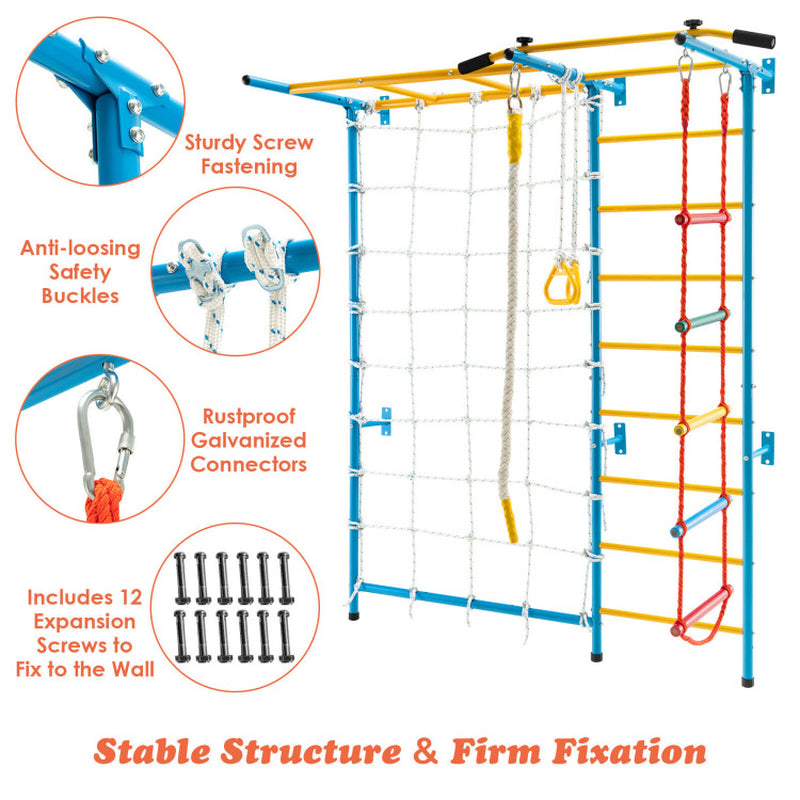 7 in 1 Kids Indoor Gym Playground Wall Ladder