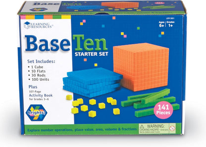 Base 10 Math Set with Activity Guide Included - 100 Piece Set, Ages 6+ 