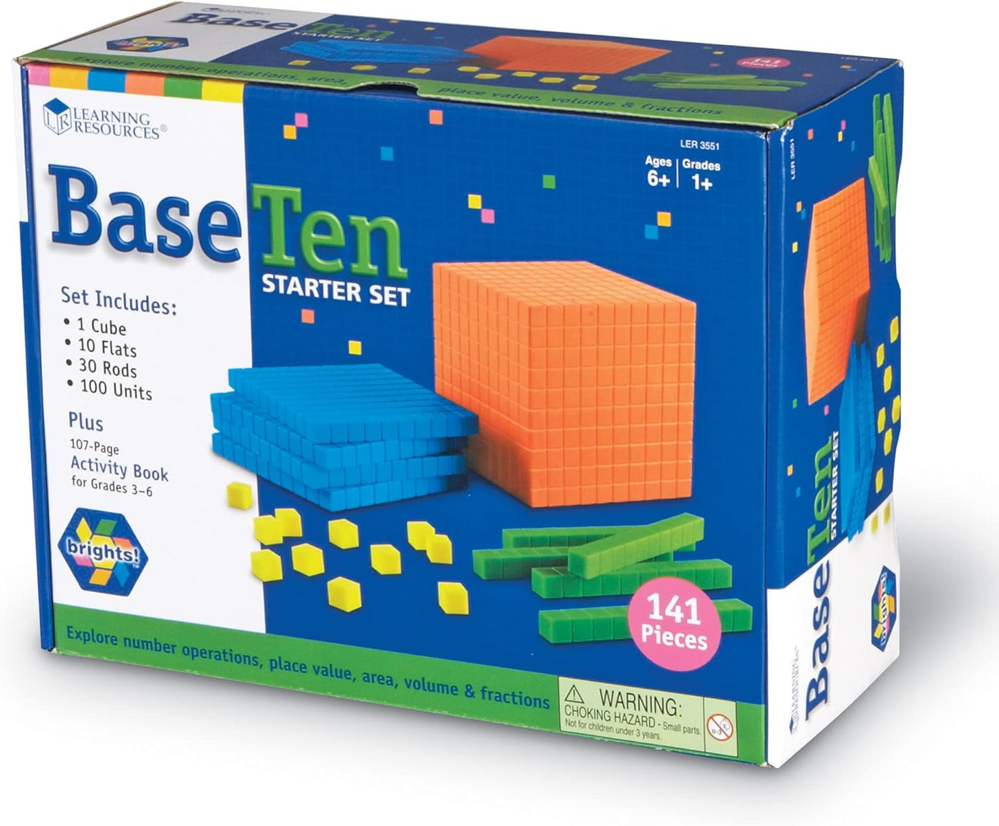 Base 10 Math Set with Activity Guide Included - 100 Piece Set, Ages 6+ 