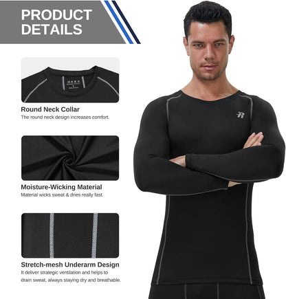 Compression Shirts for Men, Long Sleeve, Cool Dry