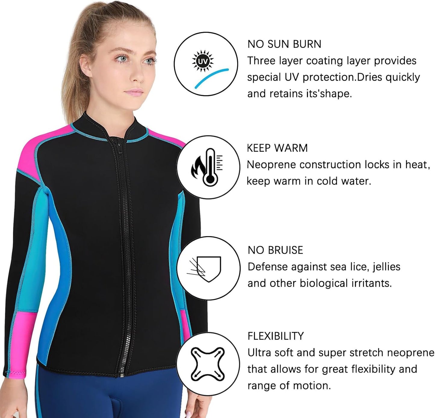 Wetsuit Jacket For Adults, 2Mm Neoprene