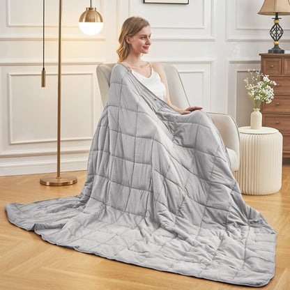 Weighted Blanket for Adults (60"X80", 15Lbs, Queen Size Light Grey) 