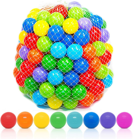 Soft Plastic Mini Ball Pit Balls 500 Count - W/ 8 Vibrant Colors - Crush Proof, No Sharp Edges, Non Toxic, Phthalate & BPA Free