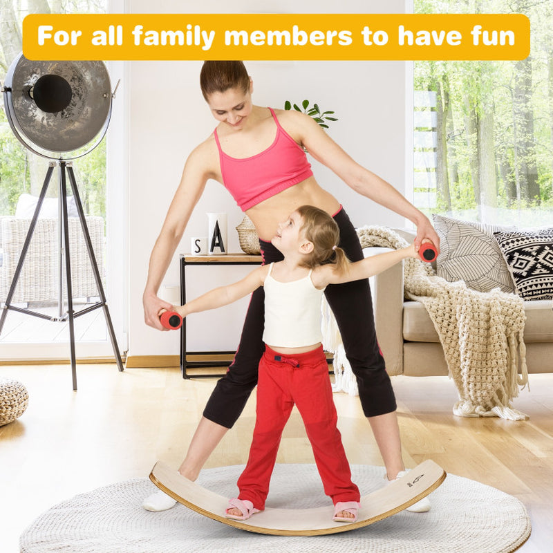 35 Inch Wooden Balance Board for Kids and Adults Support 660 Lbs