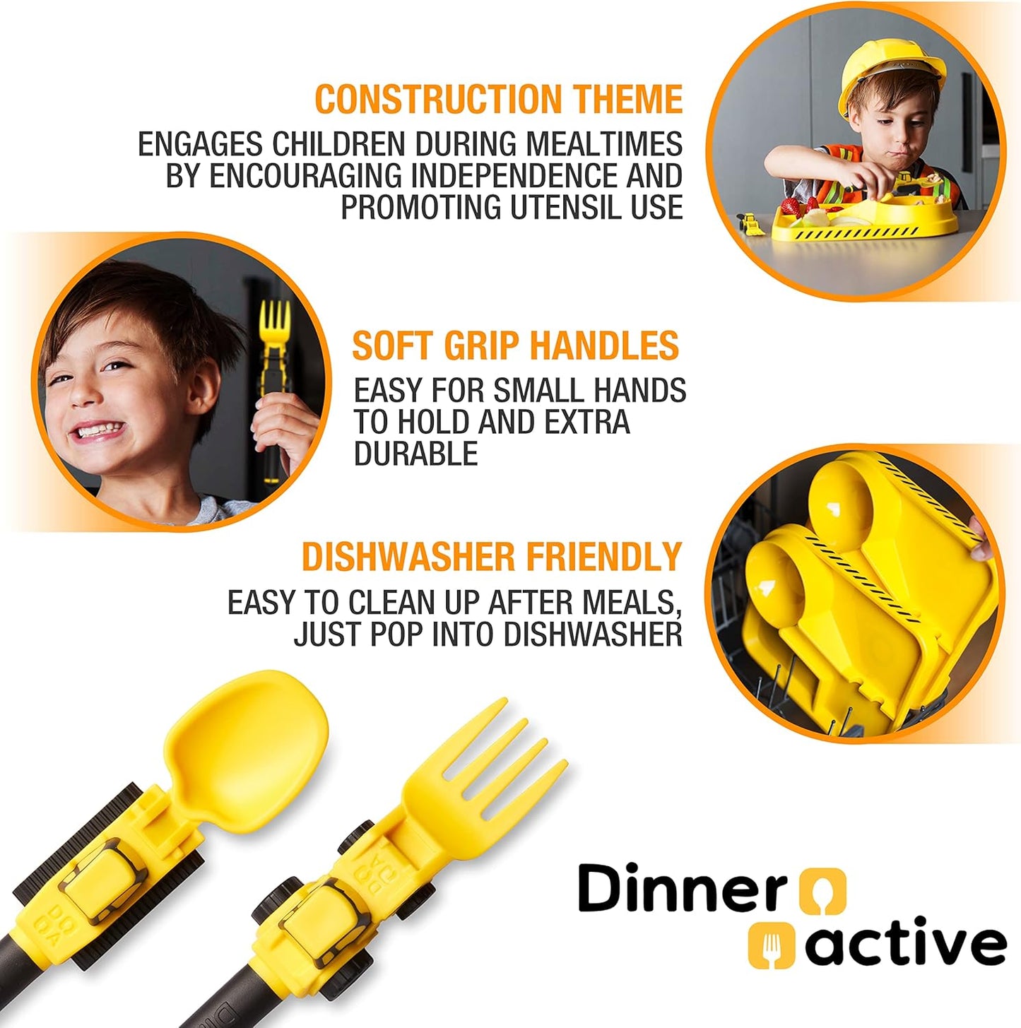 Utensil Set for Kids – Construction Themed Toddler Fork and Spoon