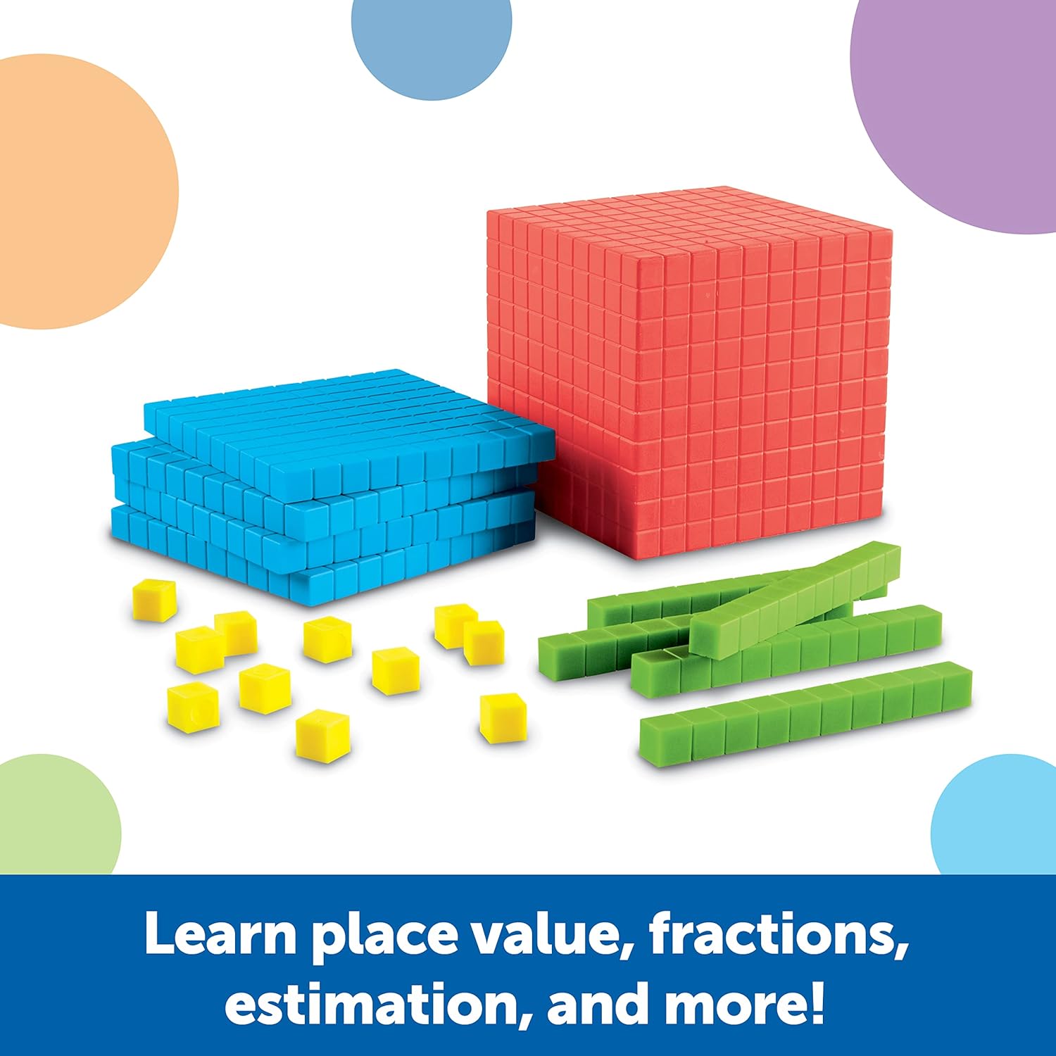 Base 10 Math Set with Activity Guide Included - 100 Piece Set, Ages 6+ 