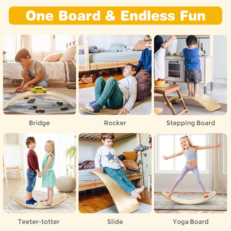 35 Inch Wooden Balance Board for Kids and Adults Support 660 Lbs