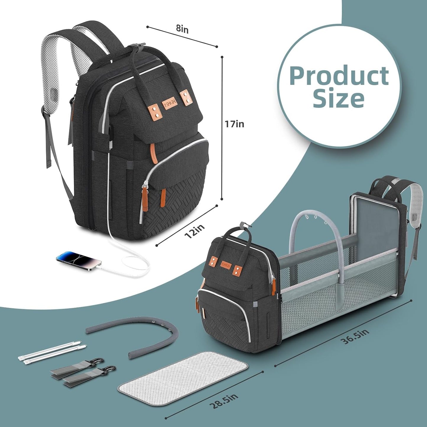 Diaper Bag Backpack with Changing Station