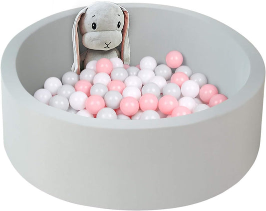 Ball Pit for Toddler, 35" X 12" Foam Ball Pit with Removable Cover, Indoor Memory Sponge round Ball Pit without Balls - Light Grey