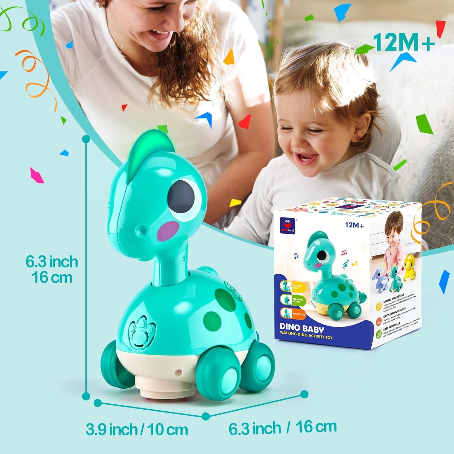 Baby Toys 6-12 Months Touch & Go Musical Light Infant Toys Crawling Baby Toys 12-18 Months Tummy Time Toys for 1 Year Old Boy Gifts Girl Toddlers Christmas Stocking Stuffers