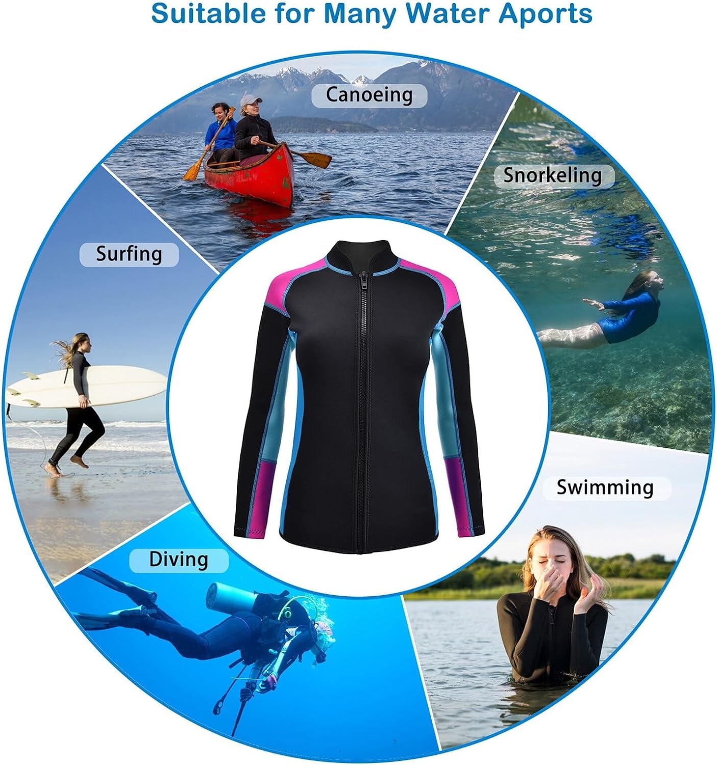 Wetsuit Jacket For Adults, 2Mm Neoprene