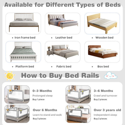 Safety Bed Rail Guard with Lock, 57 Inch