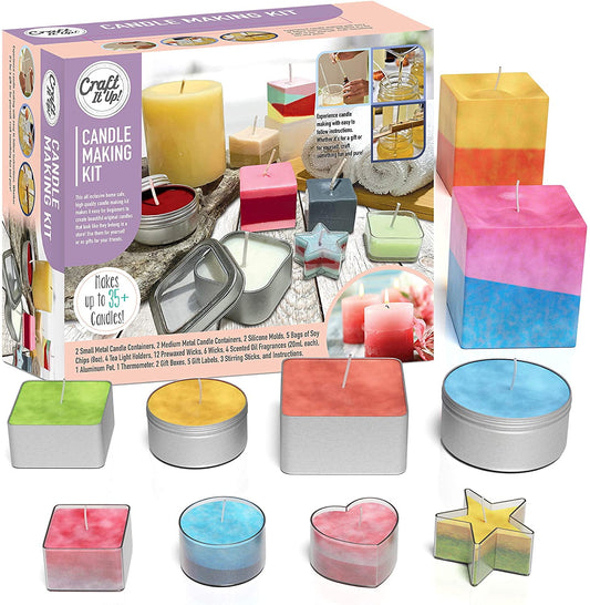 Candle Making Kit,  Beginners Set with Silicone Molds, Soy Candle Wax Supplies plus Pot, Wicks,  & Essential Oils