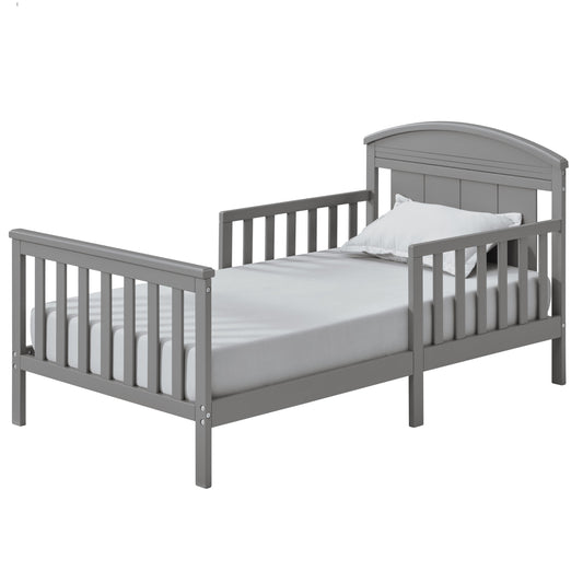 Toddler Bed, Baldwin Wood Frame with Guardrails and Arched Headboard