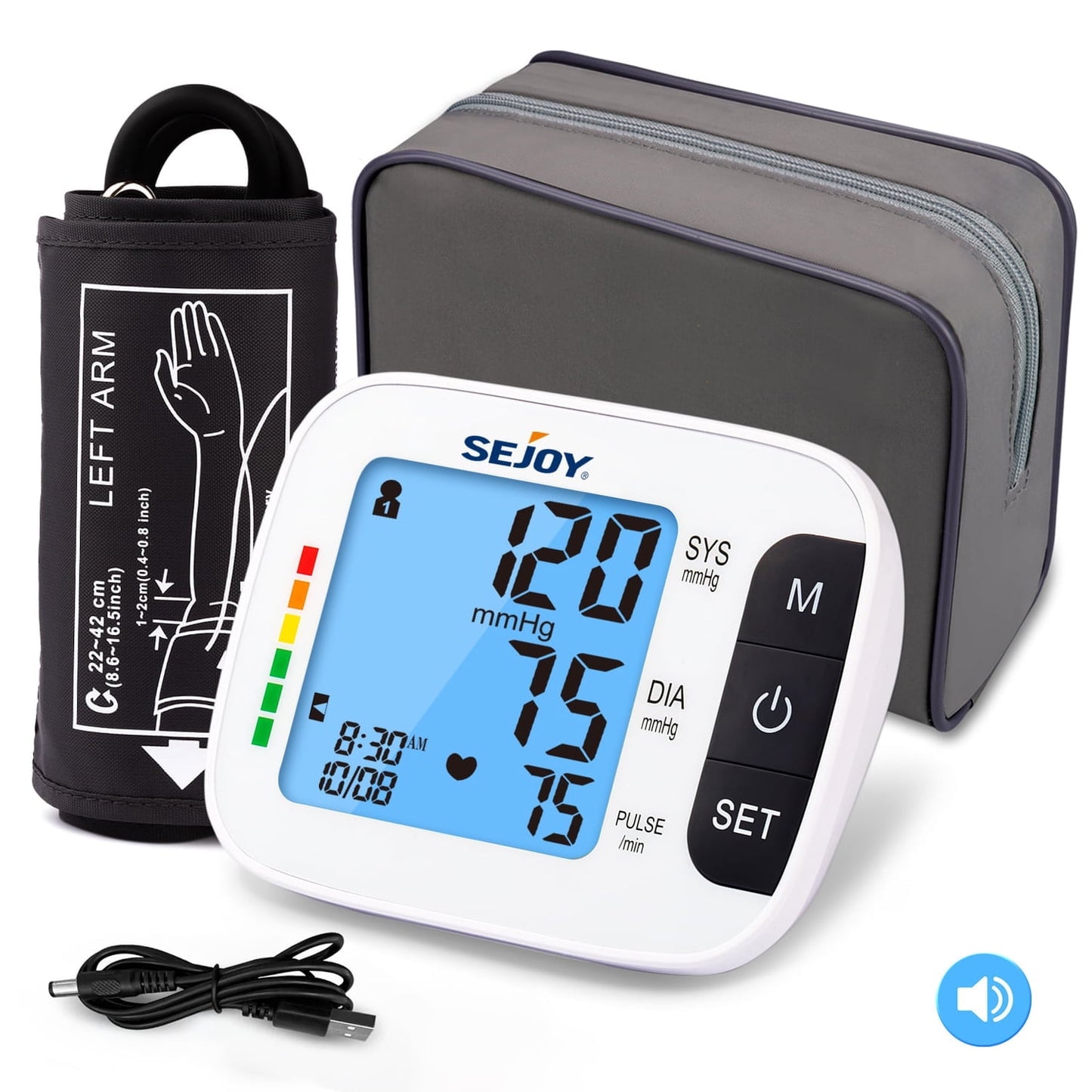 Blood Pressure Monitor, Digital, Upper Arm, Large Adjustable Cuff