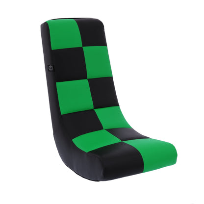 Classic Video Rocker Floor Gaming Chair, PU Faux Leather Black/Green