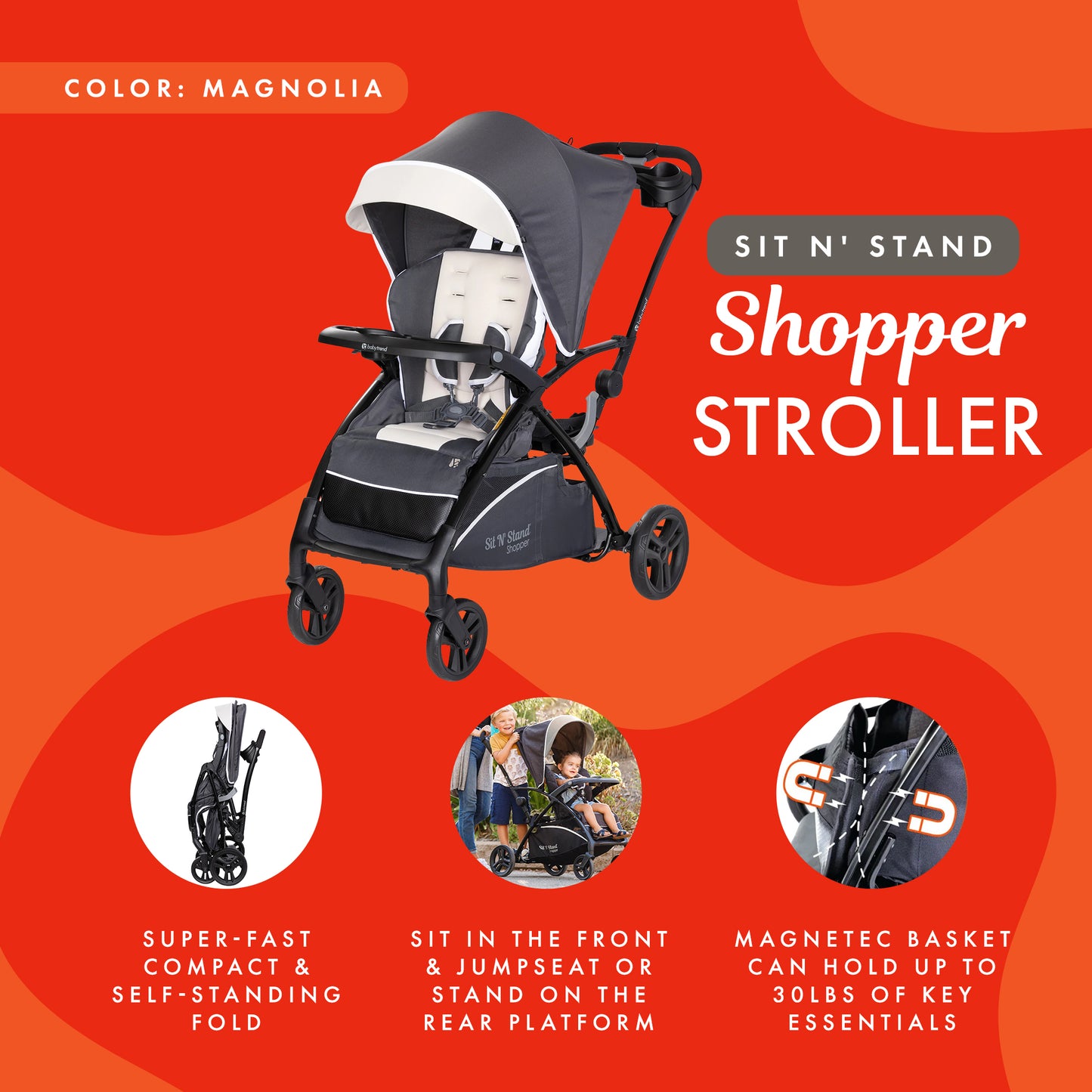 Shopper Stroller W/Canopy & Basket