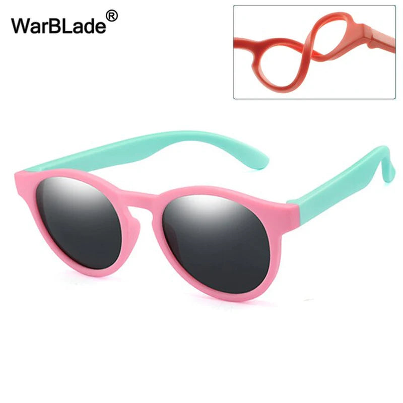 Warblade round Polarized Kids Sunglasses Silicone Flexible Safety Children Sun Glasses Fashion Boys Girls Shades Eyewear UV400