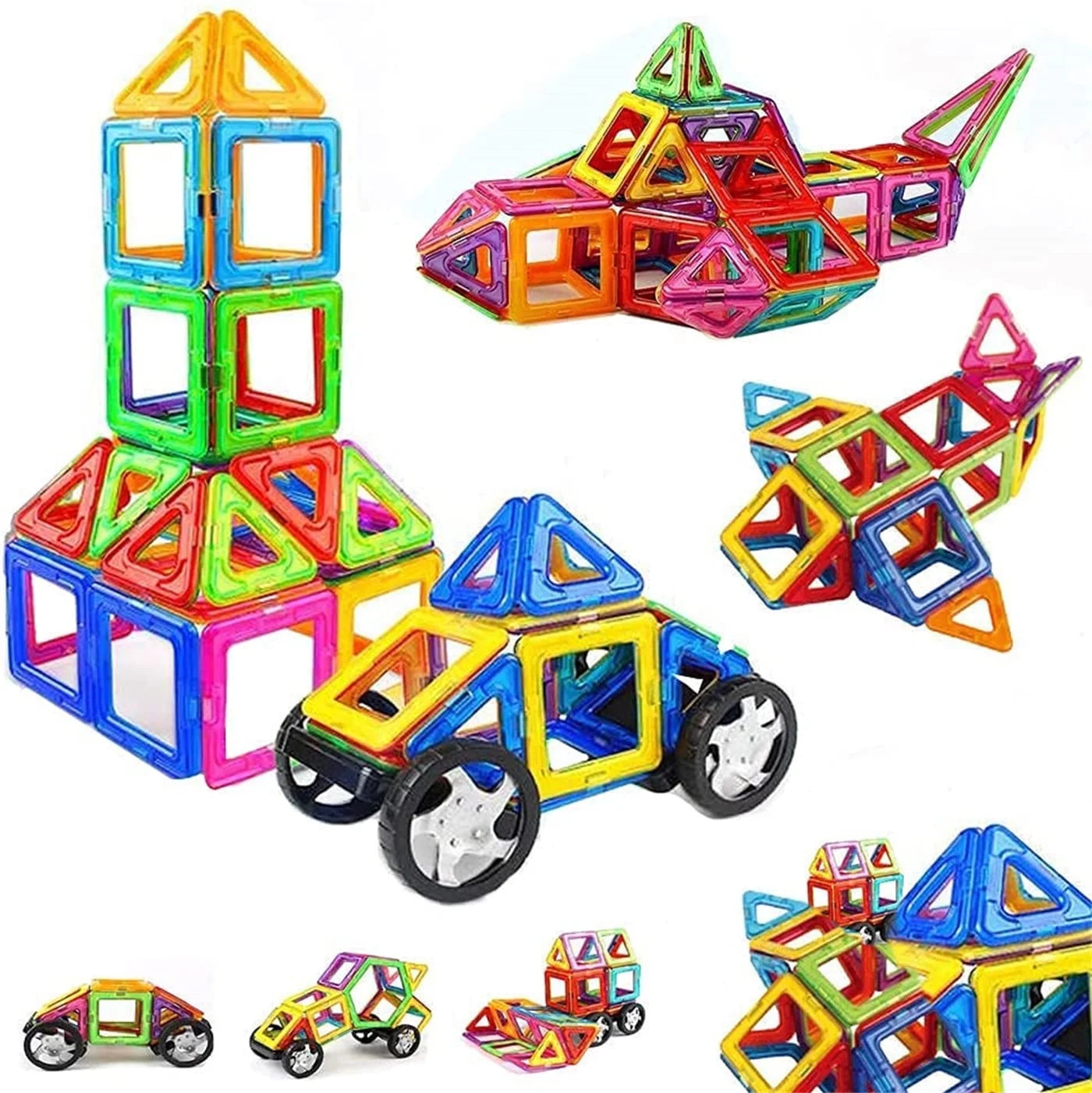 30 Piece Set Multicolored and Shaped Magnetic Building Blocks-Educational Magnetic Toys-Kids Toys for Cognitive Development for Children above 3 Years-Best Gift for Children