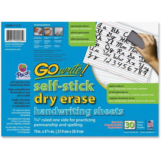 Dry Erase Handwriting, Self Stick, 30 Sheets