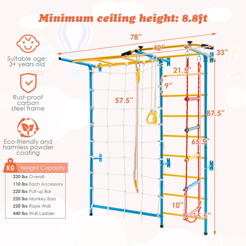 7 in 1 Kids Indoor Gym Playground Wall Ladder