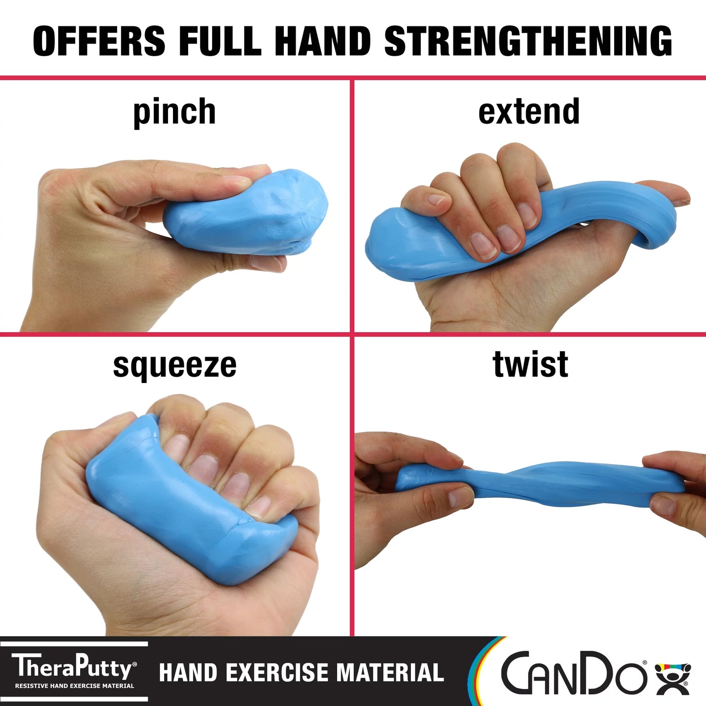 Cando  Standard Hand Exercise Putty for Rehabilitation, Stress Relief 6 Oz Blue Firm